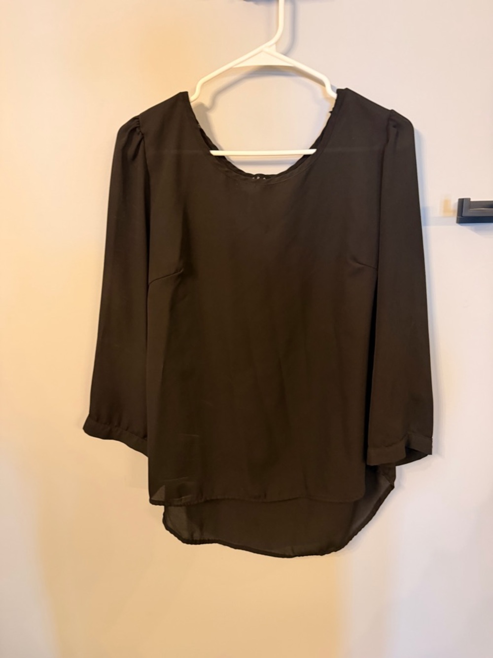 ezra Black Long Sleeve Lightweight Blouse